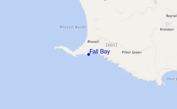 mapa de ubicación de Fall Bay