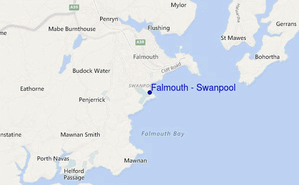 mapa de ubicación de Falmouth - Swanpool