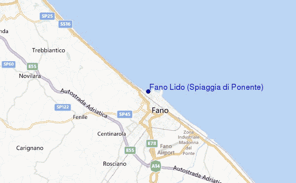 mapa de ubicación de Fano Lido (Spiaggia di Ponente)