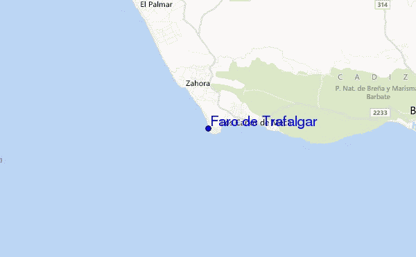 mapa de ubicación de Faro de Trafalgar