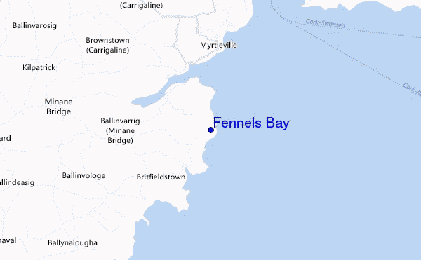 mapa de ubicación de Fennels Bay