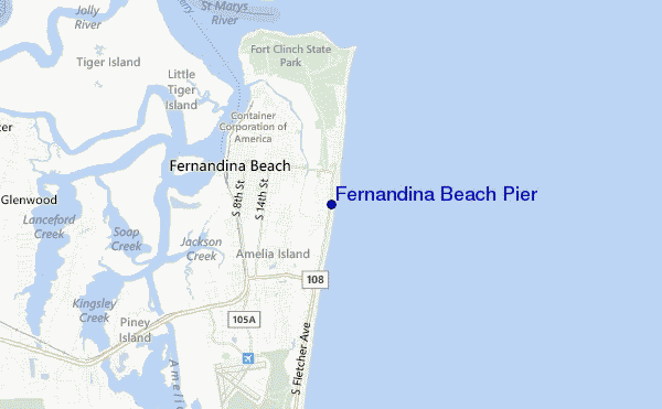 mapa de ubicación de Fernandina Beach Pier