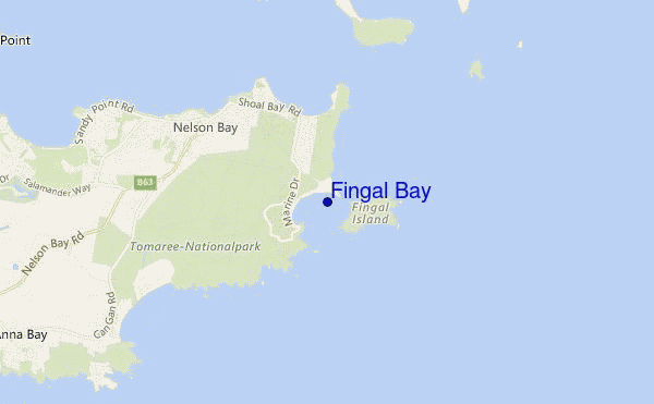 mapa de ubicación de Fingal Bay