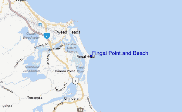 mapa de ubicación de Fingal Point and Beach