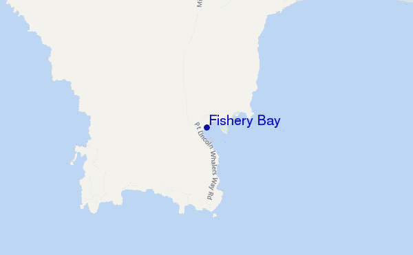 mapa de ubicación de Fishery Bay
