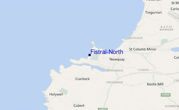 mapa de ubicación de Fistral-North