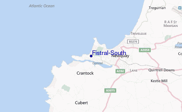 mapa de ubicación de Fistral-South