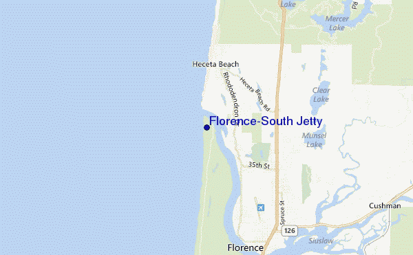 mapa de ubicación de Florence-South Jetty