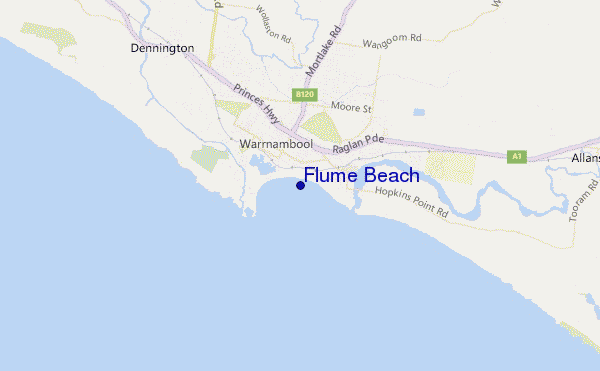 mapa de ubicación de Flume Beach
