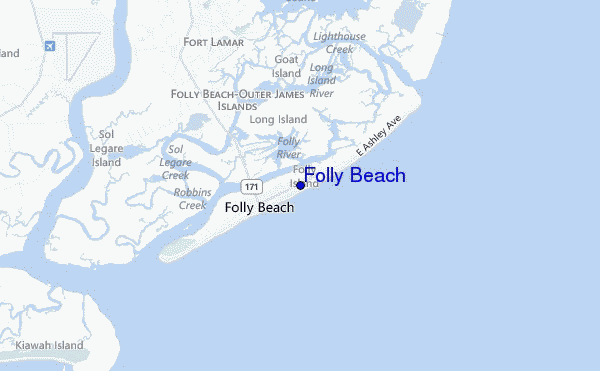 mapa de ubicación de Folly Beach