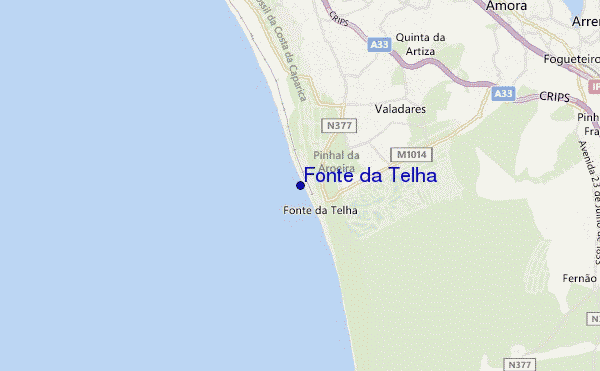 mapa de ubicación de Fonte da Telha