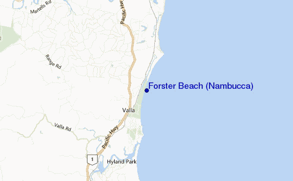 mapa de ubicación de Forster Beach (Nambucca)