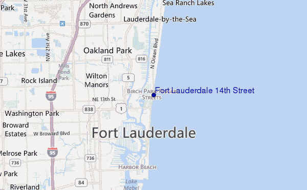 mapa de ubicación de Fort Lauderdale 14th Street