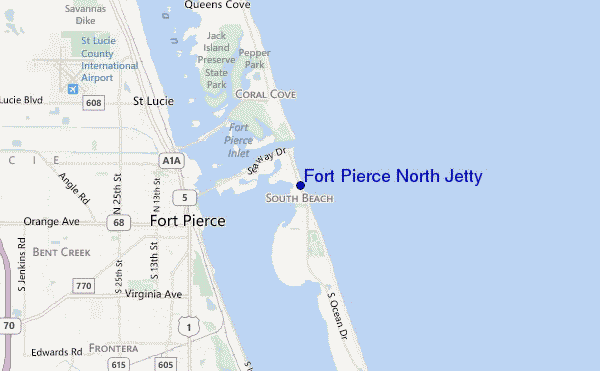 mapa de ubicación de Fort Pierce North Jetty