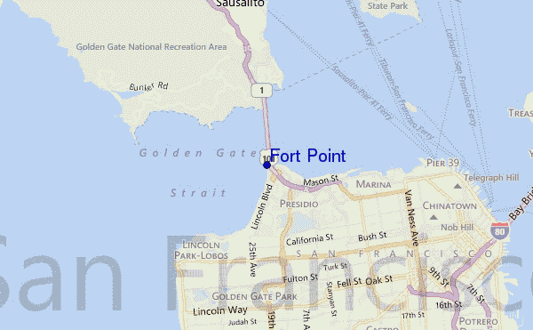 mapa de ubicación de Fort Point