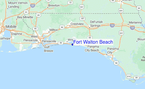 Map Of Destin And Fort Walton Beach Fort Walton Beach Previsiones De Olas E Boletín De Surf (Florida - Gulf,  Usa)