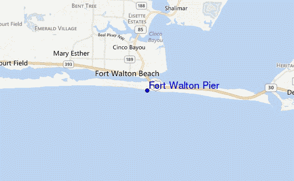 mapa de ubicación de Fort Walton Pier