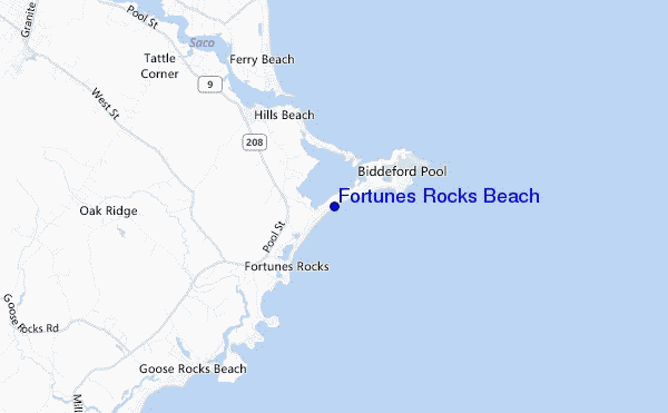 mapa de ubicación de Fortunes Rocks Beach