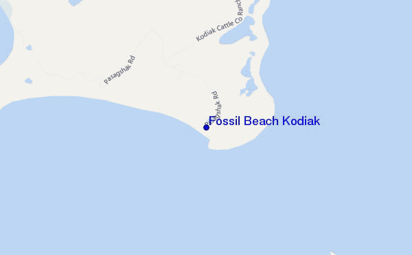 mapa de ubicación de Fossil Beach Kodiak