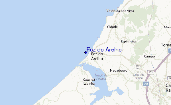 mapa de ubicación de Foz do Arelho