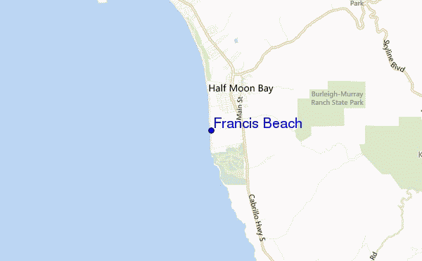 mapa de ubicación de Francis Beach