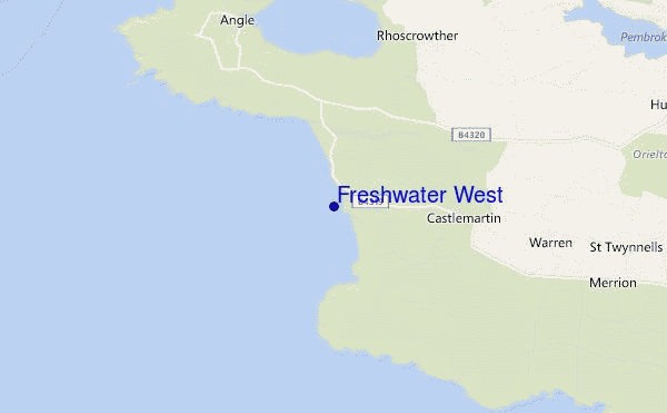 mapa de ubicación de Freshwater West