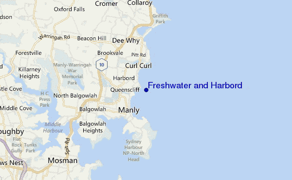 mapa de ubicación de Freshwater and Harbord