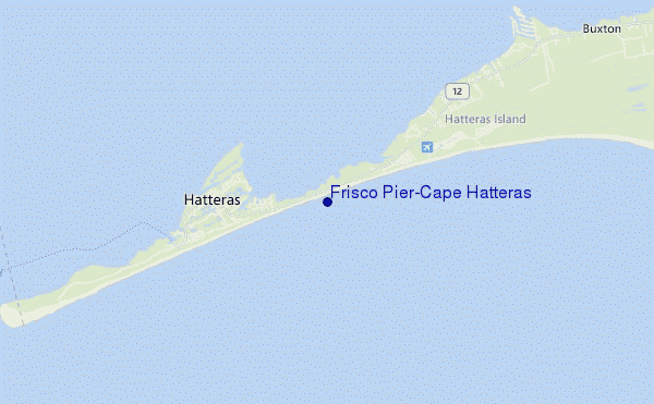 mapa de ubicación de Frisco Pier/Cape Hatteras