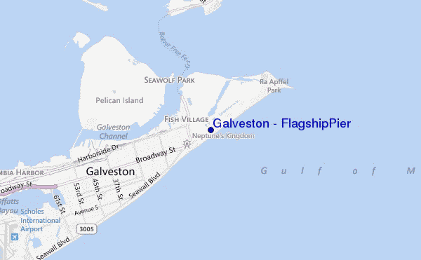 mapa de ubicación de Galveston - Flagship Pier