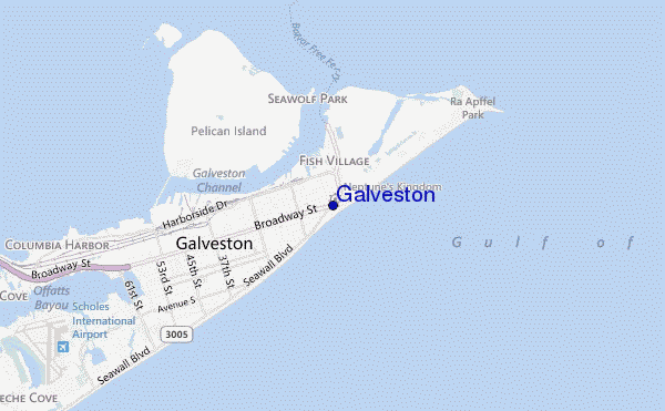 mapa de ubicación de Galveston