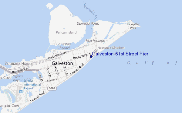 mapa de ubicación de Galveston-61st Street Pier