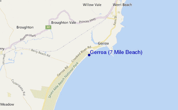 mapa de ubicación de Gerroa (7 Mile Beach)