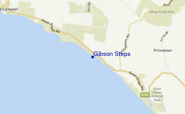 mapa de ubicación de Gibson Steps