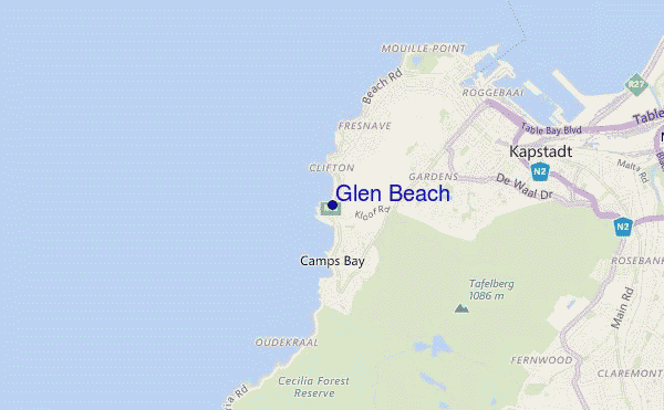 mapa de ubicación de Glen Beach