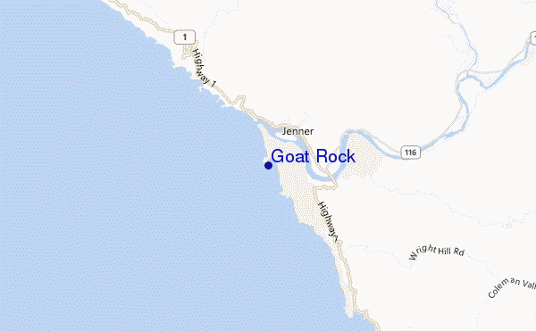 mapa de ubicación de Goat Rock