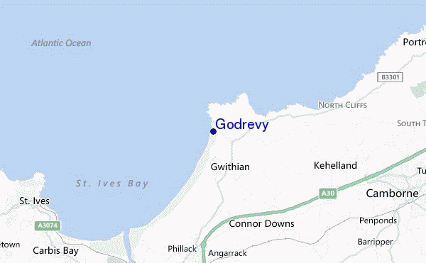 mapa de ubicación de Godrevy