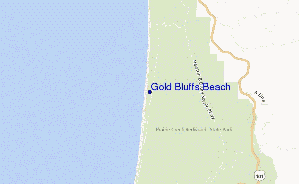 mapa de ubicación de Gold Bluffs Beach