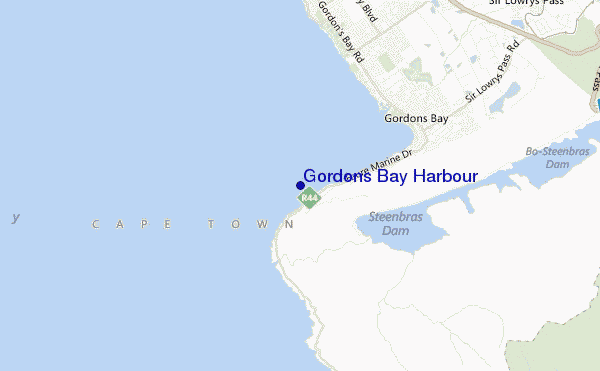 mapa de ubicación de Gordons Bay Harbour