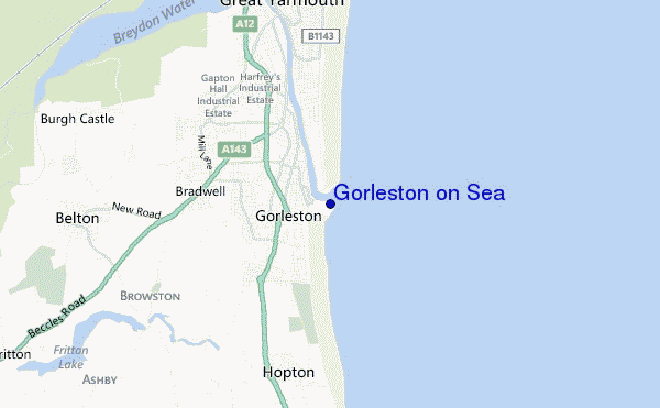 mapa de ubicación de Gorleston on Sea