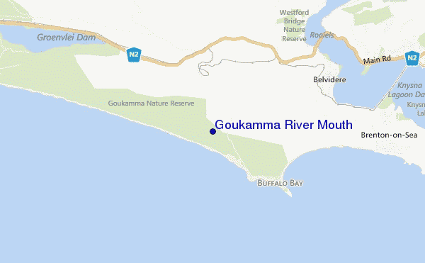 mapa de ubicación de Goukamma River Mouth