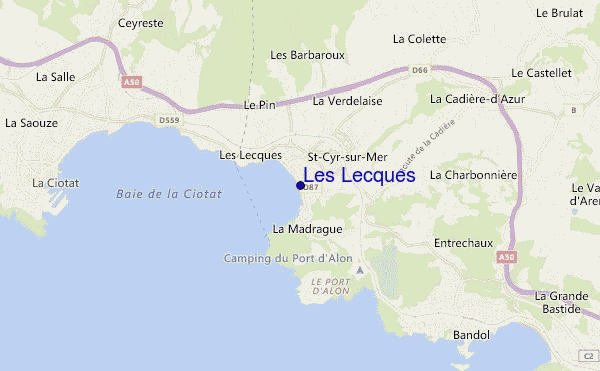 mapa de ubicación de Les Lecques