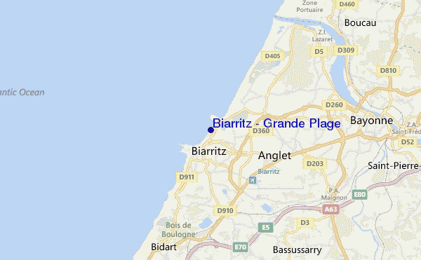 mapa de ubicación de Biarritz - Grande Plage