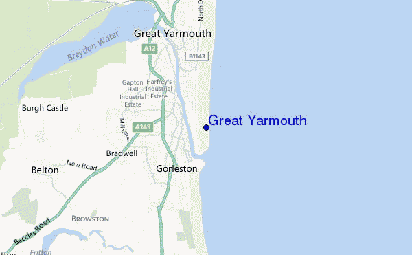 mapa de ubicación de Great Yarmouth