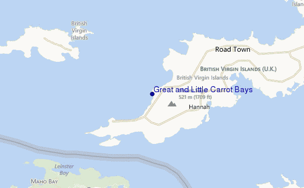mapa de ubicación de Great and Little Carrot Bays