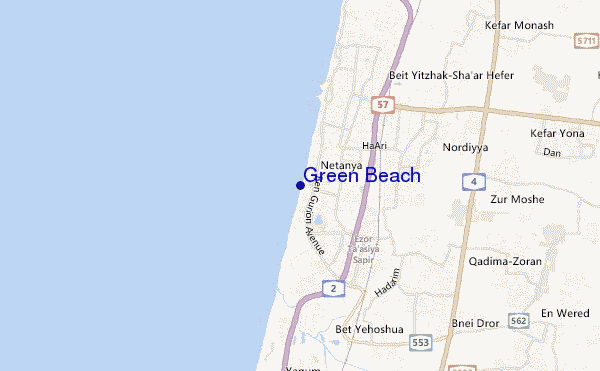 mapa de ubicación de Green Beach