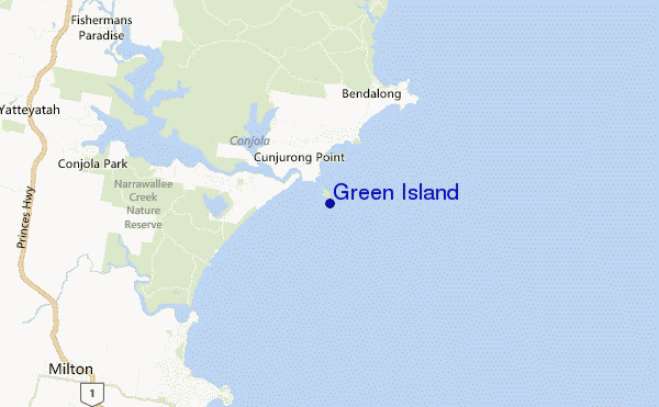 mapa de ubicación de Green Island