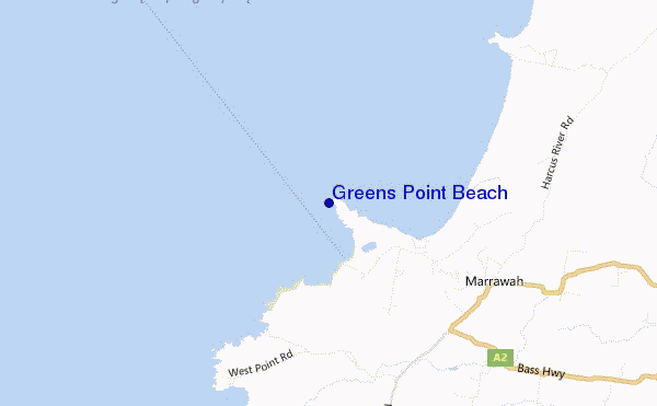 mapa de ubicación de Greens Point Beach