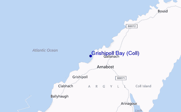 mapa de ubicación de Grishipoll Bay (Coll)