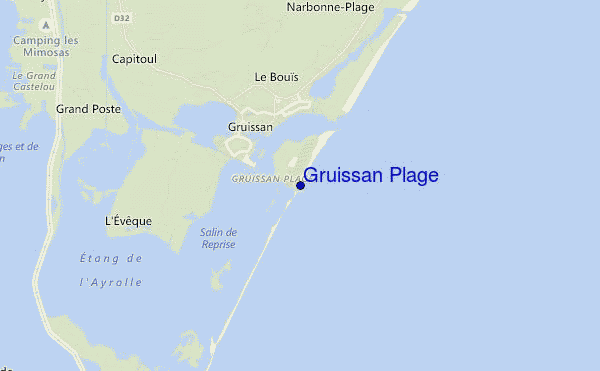 mapa de ubicación de Gruissan Plage