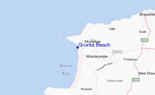 mapa de ubicación de Grunta Beach